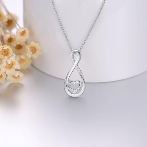 Diamond Infinity Necklace for Women 925 Sterling Silver Infinity Heart Pendant Necklace Diamond Infinity Necklace for Mother's Day Anniversary Birthday Christmas Gift for Her3