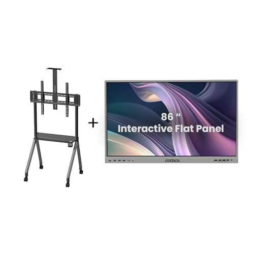 Image of Cornea 86 Inches 4K UHD Touch Screen LED TV UltraTouch Display Interactive Flat Panel with Monitor(3840 x 2160 Pixels)Android13 With Display Stand Heavy Duty Adjustment Floor TV Trolley with Brackets.