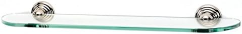Alno A9050-24-PN Embassy Traditional Glass Shelf with Brackets, 24", Polished Nickel