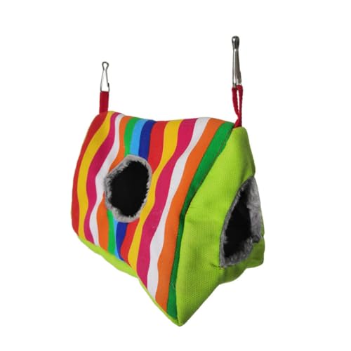 POPETPOP Double Hole Parrot Hammock Nest Cozy Indoor Birds Nest for Parrots Chic Stripe Design Durable Material Sleeping Bed for Pet Birds
