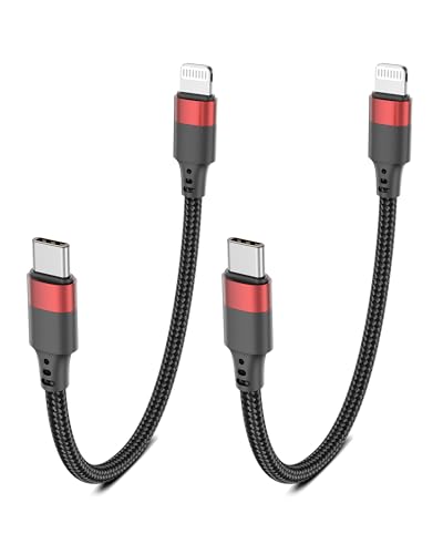 Bkduice 6 inch USB C to Lightning Cable 2 Pack PD Fast Charging [MFi Certified] Short USB C iPhone Charger Cord Braided 0.5ft USBC to Lightning Cable for iPhone 14/13/12/11 Pro Max/XR/XS/SE/AirPods