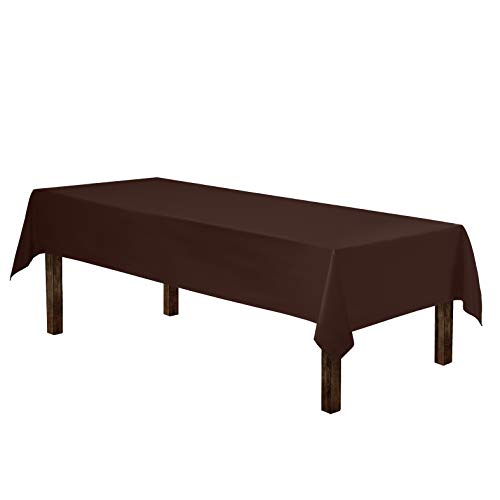 Image of Gee Di Moda Rectangle Tablecloth - 60 x 102 Inch Chocolate Table Cloth for 6 Foot Rectangle Tables - Heavy Duty Washable Fabric - for Holiday Party, Dinner, Weddings, Baby Shower & Events