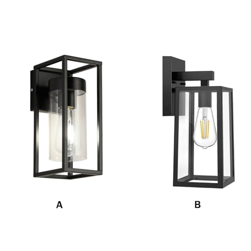 Luz de pared interior vintage rectangular con aplique de hierro y vidrio negro 5