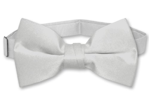 Vesuvio Napoli BOY'S BOWTIE Solid SILVER GREY Color Youth Bow Tie