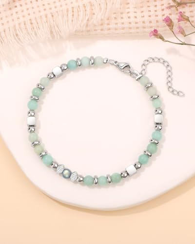 Image of JoycuFF ๐๐ถ๐ณ๐๐ ๐ณ๐ผ๐ฟ ๐ช๐ผ๐บ๐ฒ๐ป ๐ ๐ผ๐ผ๐ป๐๐๐ผ๐ป๐ฒ ๐๐ฟ๐ฎ๐ฐ๐ฒ๐น๐ฒ๐ Amazonite Colorful Imperial Jasper Stainless Steel Beads Bracelets, Graduation Christmas Valentines Mothers Day Birthday Gifts