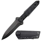 Ccanku C1290 Fixed Blade Marine Corp Serrated Knife 8 Inch D2 Blade Steel & G10 Handle For Outdoor S