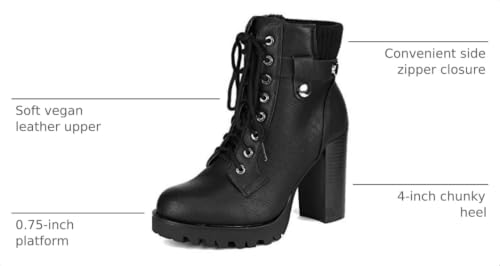 DREAM PAIRS Women's Lace up Combat Ankle Booties Shoes,Black,7.5 by DREAM PAIRS - Used condition - Image 3