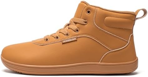 HOBIBEAR Waterdichte schoenen zonder hiel voor dames & heren | Zero Drop & vrije tenen | Ademende enkellaarsjes, bruin, 46 EU