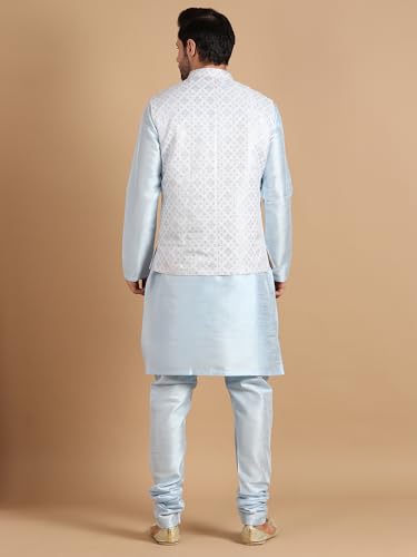 Image of men's Silk Blend Kurta Pejama & Waistcot Set