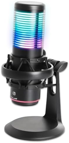 MANHATTAN RGB USB Gaming Mic, Noise Cancelling Condenser Microphone for PC, PS4, PS5 and Mac, Anti-Vibration Shock Mount, Gaming, Streaming, Podcasts, Twitch, YouTube, Discord - 102674