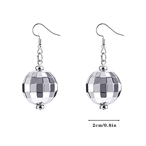 Byggy Punk Disco Ball Oorbellen voor Vrouwen Meisjes - Vintage Glanzende Zilveren Spiegel Bal Voor 70s Dance Party… - Image 4