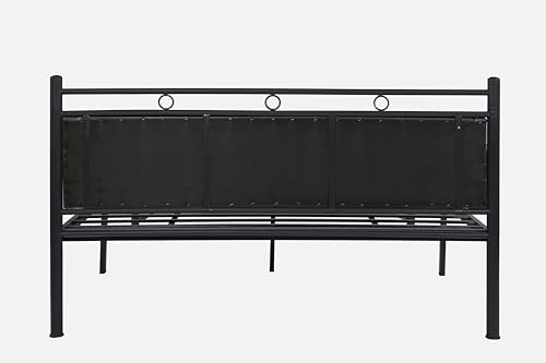 Image of Zuno Metal King Size Bed Without Storage | Wrought Iron Double Bed with Headboard & Footboard | Sturdy Powder Coated Platform Bed King Size Cot for BedroomLivingRoom Black (75x72)