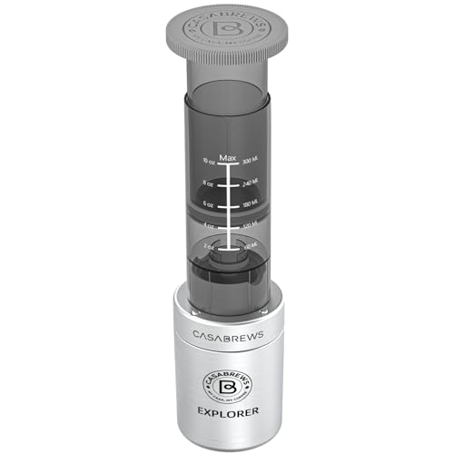 CASABREWS KP3000 Portable Coffee Maker, 2 in 1 Small Travel Coffee Machine for K Cup Pod or Ground Coffee, Quick Coffee Press Kit with Stainless Steel Cup, Cup Lid, Straw and Storage Bag