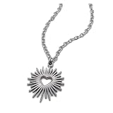 ZHANGAIQINYG Collana con ciondolo a forma di cuore Sunbeam in acciaio inossidabile placcato, regalo ipoallergenico for donne e pelle sensibile(Silver)