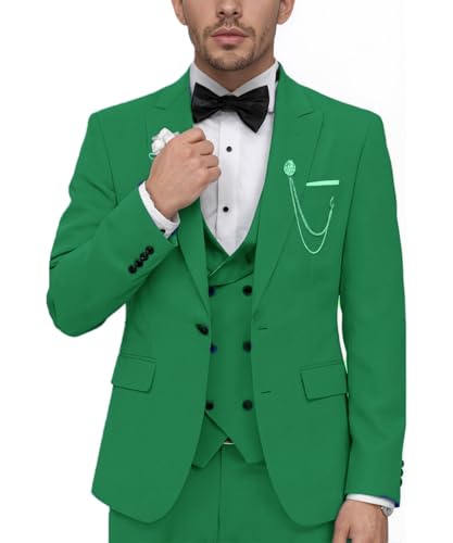 3 Piece Formal Suit for Men Slim Fit Dressy Business Blazer Mens Wedding Prom Suit Jacket Pants Vest Set