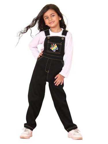 Image of superminis Girls Twill Dungaree with Full Sleeve T-Shirt Set Casual For Kids