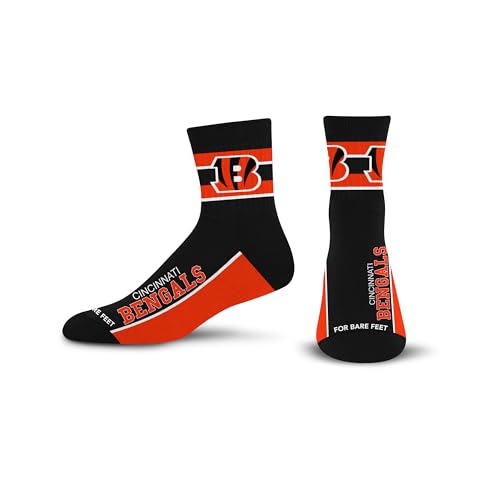 For Bare Feet NFL CINCINNATI BENGALS Lil' Deuce Quarter Sock Team Color Large