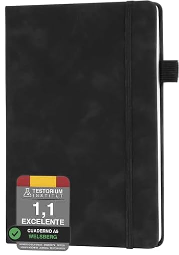 welsberg Cuaderno A5 Bloc de Notas con Líneas, Imitación de Cuero, Cuaderno de Tapa Dura con Presilla para Bolígrafo de 192 Páginas para la Oficina, la Escuela, el Hogar y los Negocios | Ya disponible en tu tienda friki favorita! En mundofriki.es!