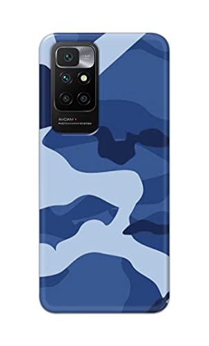 Image of Printed Hard Back Cover Case for Mi Redmi 10 Prime Back Cover (Army Blue Pattern) -1302