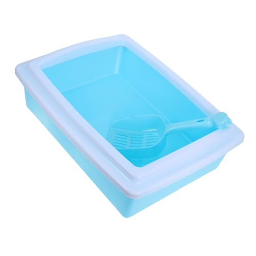 VICASKY Portable Semi Closed Small Litter Box for Cats and Kittens Splashing Design Durable Material Easy to Cat Toilet with Scoop for Small Pets and Puppies