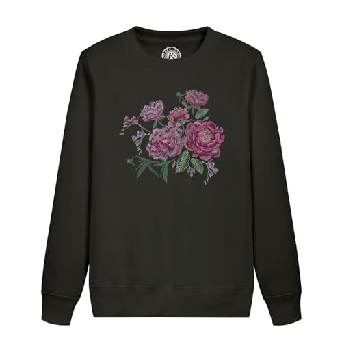 Sweatshirt enfant motif roses et violettes fait main en illustration minimaliste