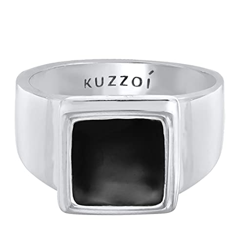Bague chevalière homme Kuzzoi argent 925 style classique émail