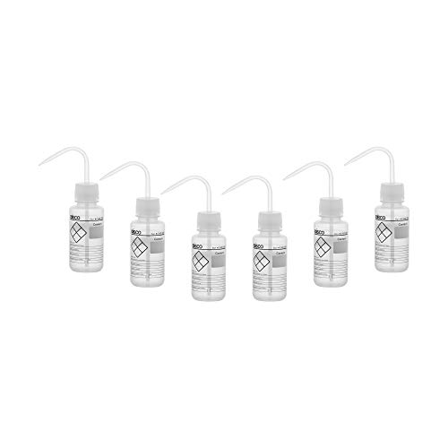 EISCO 6PK Chemical Wash Bottle, Blank Labels, 250ml - Wide Mouth, Self Venting, Low Density Polyethylene - Performance Plastics Labs