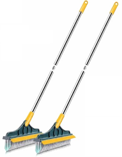 Image of VYOOx 2 in 1 180 Rotating Long Handle Floor Cleaning Brush with Wiper | V-Shape Crevice Tile Scrubber & Gap,Grout,Floor & Kitchen Cleaning Bathroom Accessories & Organization,Toilet Brushes (Pack-2)