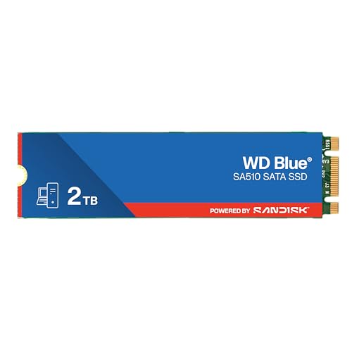 WD Blue SA510 SATA SSD 2 TB M.2 2280 (Lesen bis 560 MB/s, Schreiben bis 520 MB/s, Upgrade für PC/Laptop, dreimonatiges Probeabo von Dropbox Professional, Western Digital SSD Dashboard)