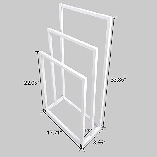 Metal Towel Rack Stand Bathroom Freestanding Towel Racks For Bathroom Outdoor Towel Rack Standing Towel Rack 3 Bars Freestanding Drying Shelf White Washcloths Holder #TOP4