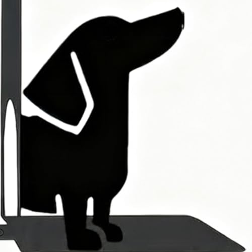 Evite caídas de libros con el sujetalibros de perro de metal para estantes 8
