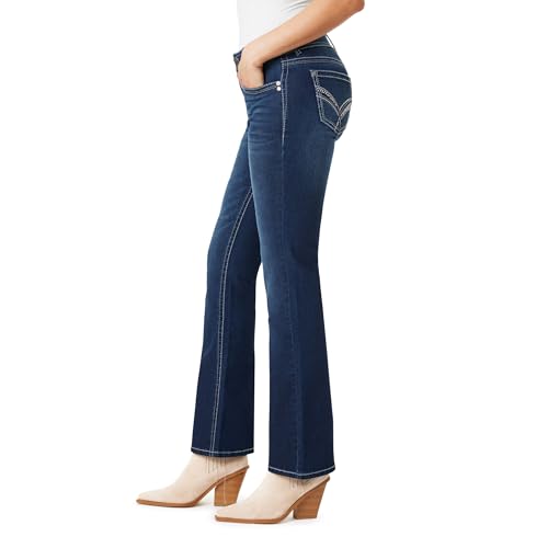 Image of WallFlower Luscious Curvy Bootcut Jeans for Women, Mid-Rise Insta Stretch Denim, Size-Inclusive Juniors Jeans