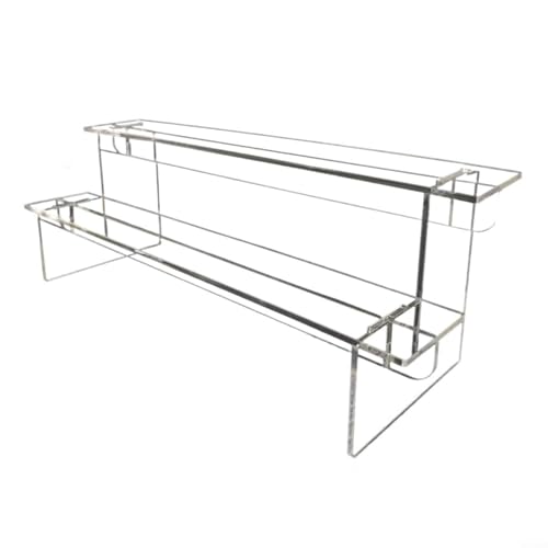 GLFLOW Étagère échelle en acrylique transparent à plusieurs niveaux pour objets de collection, rouge à lèvres, jouets, cupcakes, organiseur de bureau (deux étages)