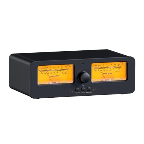 LC30 Amplifier Speaker Switcher 2-in-2 Out Dual Analog VU Meter Audio Switcher Box with DB Panel Display with Remote(LC30-B)