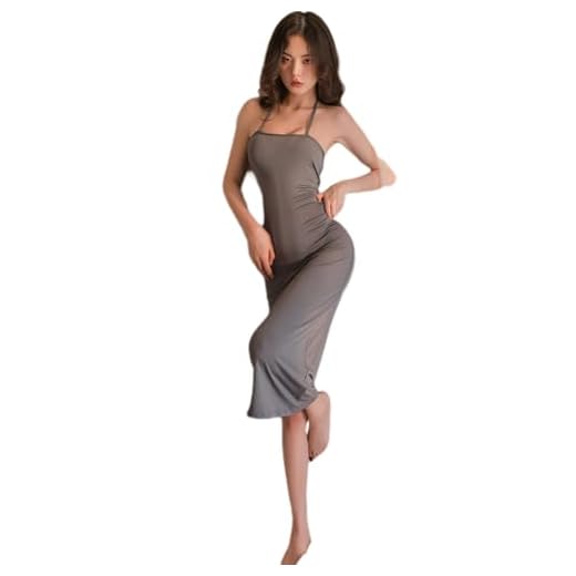 QNCLO Robe sexy pour femme - Pour cosplay, boîte de nuit - Costume de performance à fente haute (gris1)