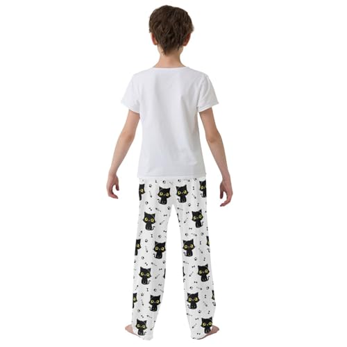 Cute Black Cats Bone Paws Boys Pants for Kids Jogger Pants with Pockets S-XL3
