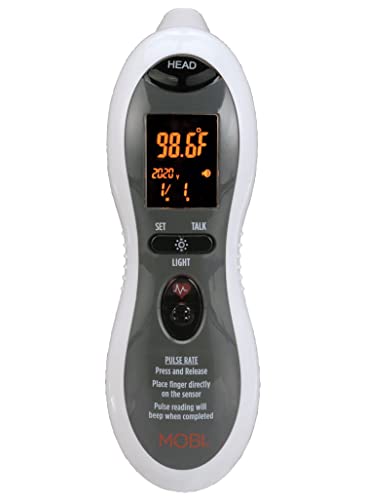 Image of MOBI - Ultra Pulse Digital Thermometer - Ear & Forehead indicator Pulse Rate Monitor Flashlight - Talking Digital Fever Monitor for Baby Kids & Adult