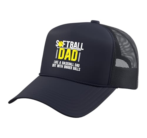 Funny Softball Dad of A Softball Player Father Trucker Hat with Adjustable Mesh Back, Navy Blue