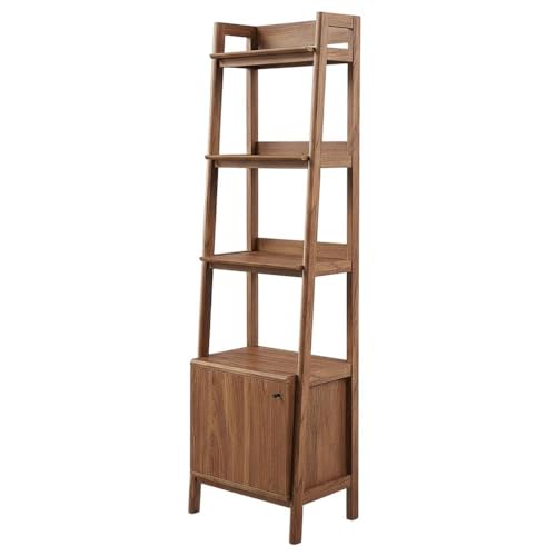 Furnifact Walnut Bookshelf with 21-inch Height, Sleek Wood Construction, Modern