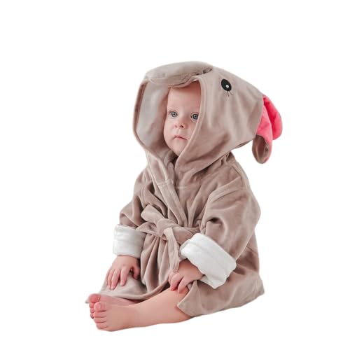 Image of Fox Baby Girl Bathrobes Cute Girl's Robe with Hood Pink Towel for Girls Soft Hooded Ultra Absorbent