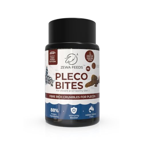 Image of Pleco Fish Feed 45g | High-Fiber Fish Food for Algae-Eating Bottom Dwellers | 1.2-2 mm Slow Sinking Pellets with Spirulina, Moringa & BSF Protein | Supports Digestion & Immunity