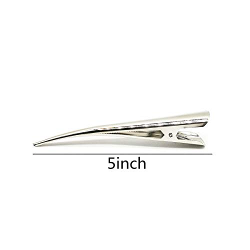 Conofa 6 Pack Duckbill Hair Clips With Teeth, Metal Silvery Alligator Curl Clips Crocodile Accessories Hairpins Chic Styling Claw (Silvery) #TOP4