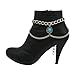Women Boot Bracelet Western Fashion Silver Metal Chain Wave Shoe Turquoise Blue Coin Charm SET BC131