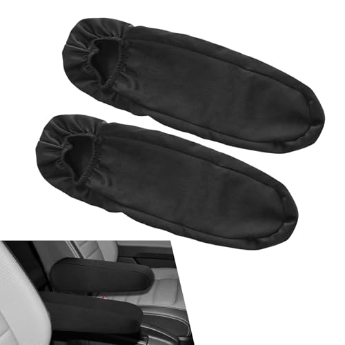 Xuphuyb 2PCS Car Front Seat Armrest Covers, Car Armrest Cover, Soft Elastic Fabric Car Armrest Protectors Replacement, Comfortable Vehicle Interior Arm Rest Accessories for Vehicels (Black)