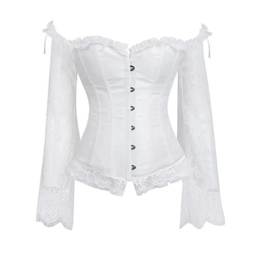 Corset serré blanc 5X-Large pour soirée rétro sexy chic avec manches