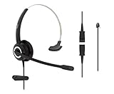 RJ9 Corded Office HD Voice Headset for MITEL Nortel Meridian NEC Polycom Packet 8 ShoreTel Xblue IP Phones, Plus 3.5mm Jack (Monaural)