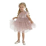 TTYAOVO Girls Little Stars Printed Layered Tutu Tulle Flower Princess Party Dresses 1270-A Pink Size