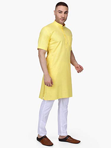 Image of Rajubhai Hargovindas Men's Premium Cotton Half Sleeve Solid Kurta