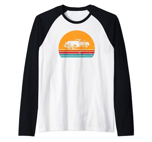 Classic Car Vintage Retro Sunset Classic Car Gift for men Maglia con Maniche Raglan