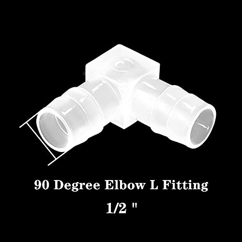 Anptght 1/2" Hose Barb 90 Degree Elbow L Fitting, Equal Barbed Joint Splicer Mender Adapter Union Adapter For Boat Aquarium Fuel Gas Liquid Air (Pack Of 5) #TOP1
